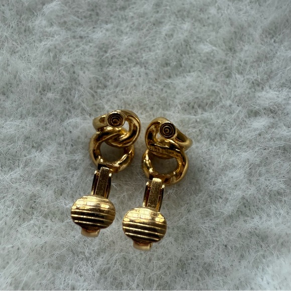 Christian Dior Gold and Black Knot Clip Earrings